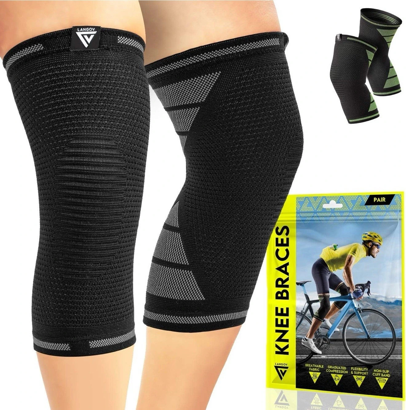 Compression Knee Sleeves for Knee Pain for Women & Men (Pair) Knee braces M-XXL