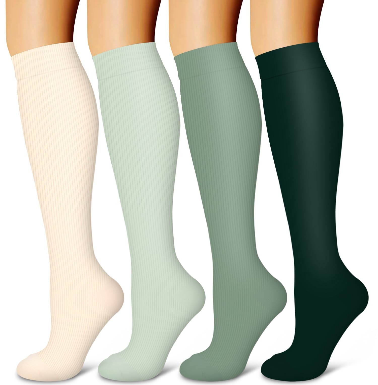 4 Pairs Compression Socks for Men & Women – Best Support for Running, Nurses, At