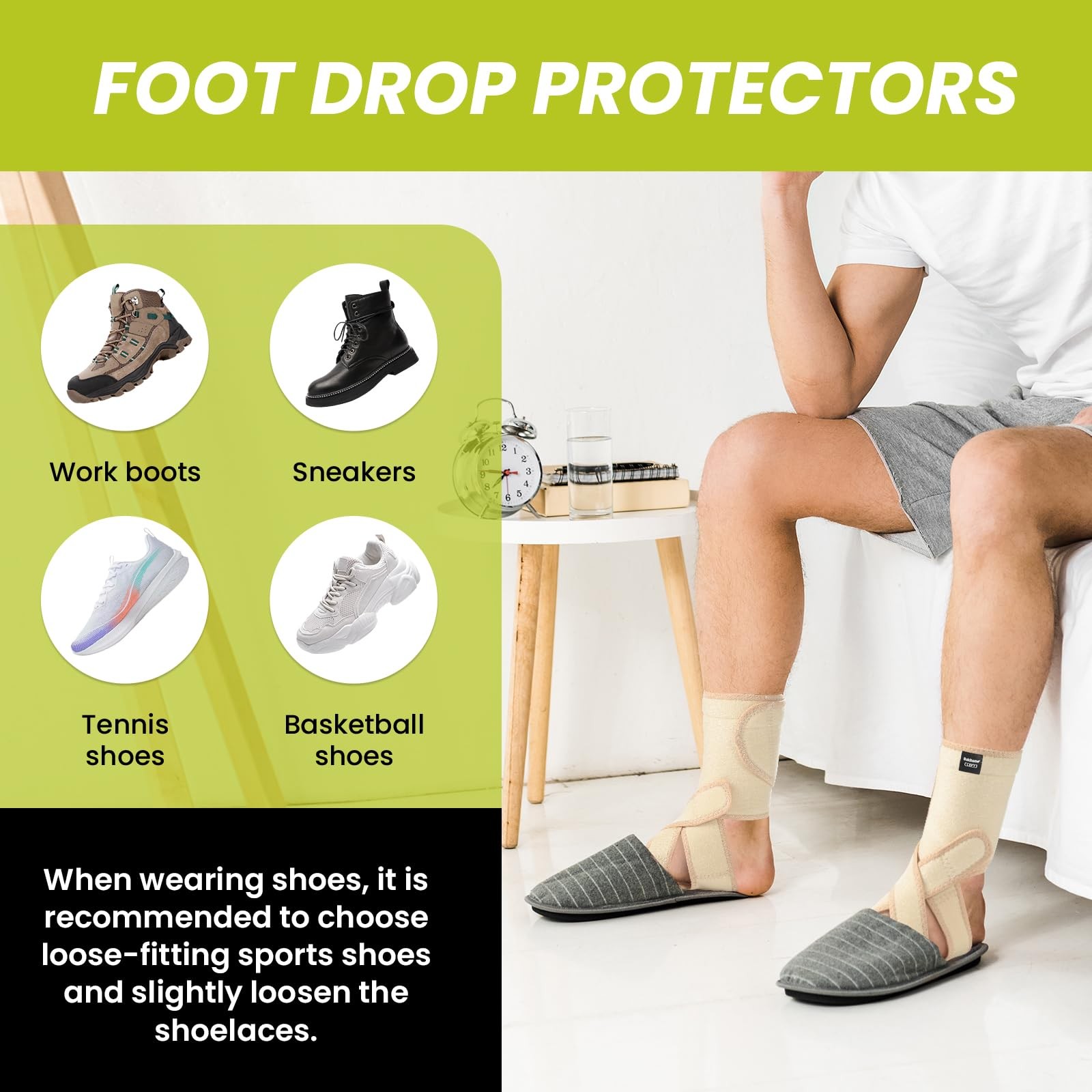Adjustable AFO Foot Drop Brace – Foot Support for Walking with Shoes, Socks, …