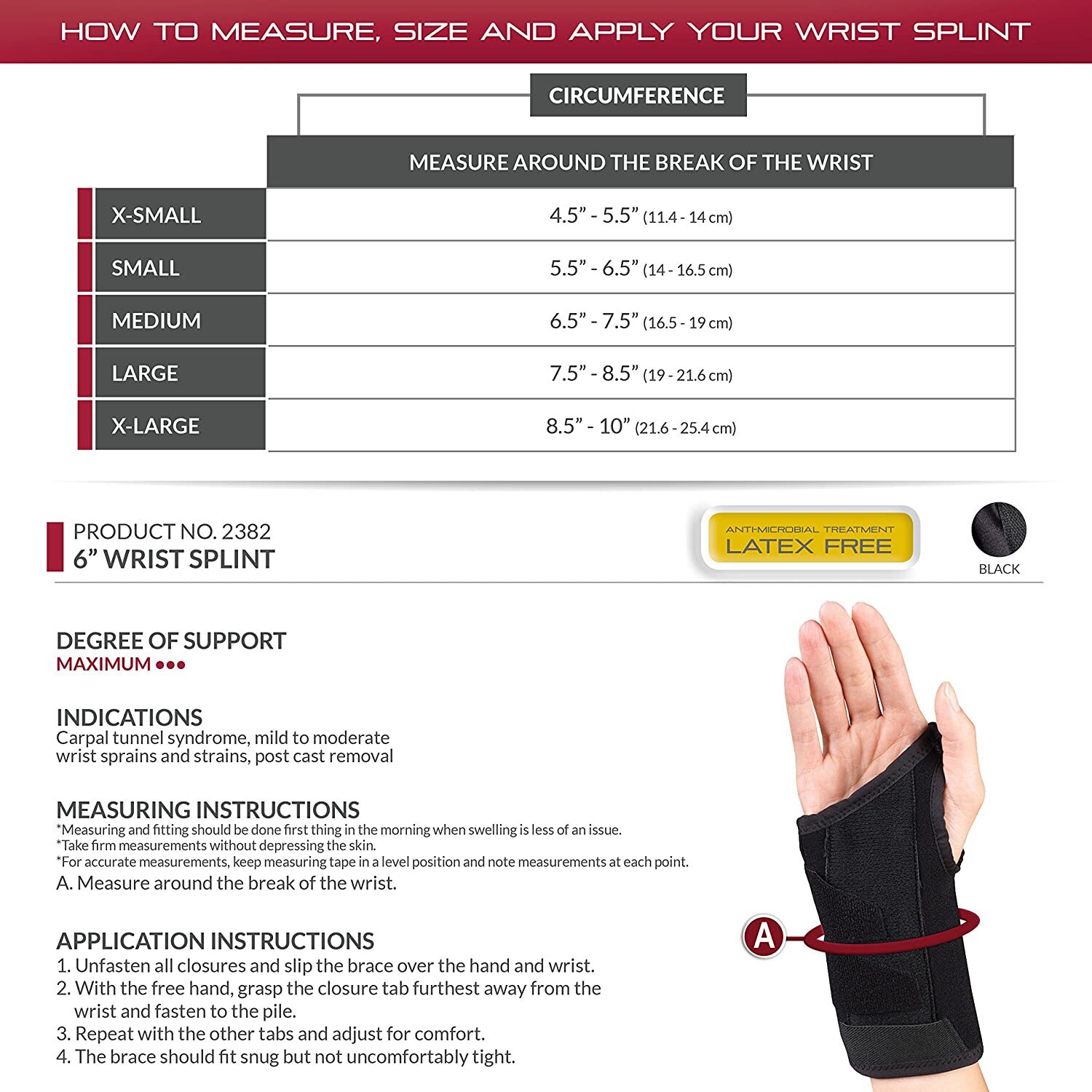 OTC Wrist Splint, 6-Inch, Select Series, X-Large (Left Hand)Wrist sprains, strai