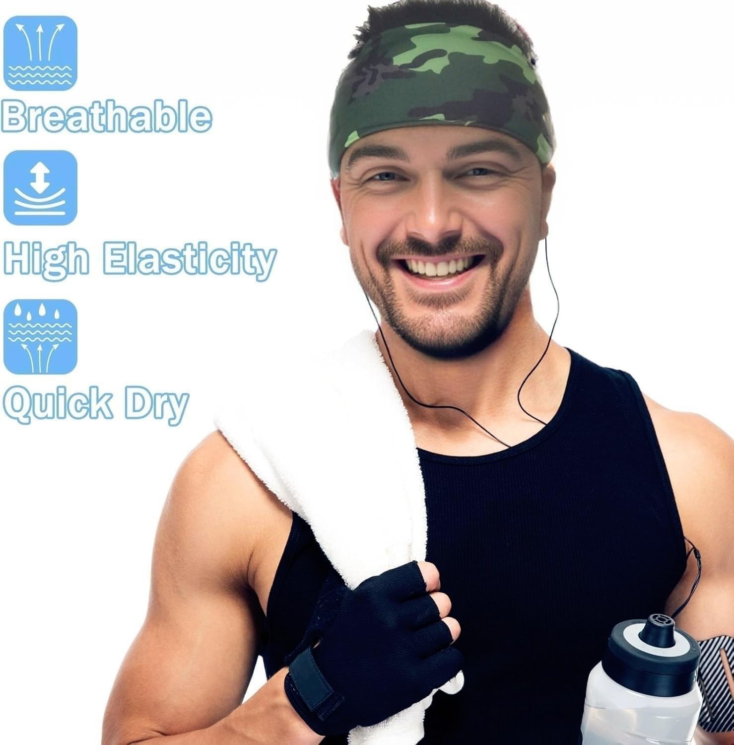 6 Pack Stretchy Workout Headbands for Men – Running Sweatbands