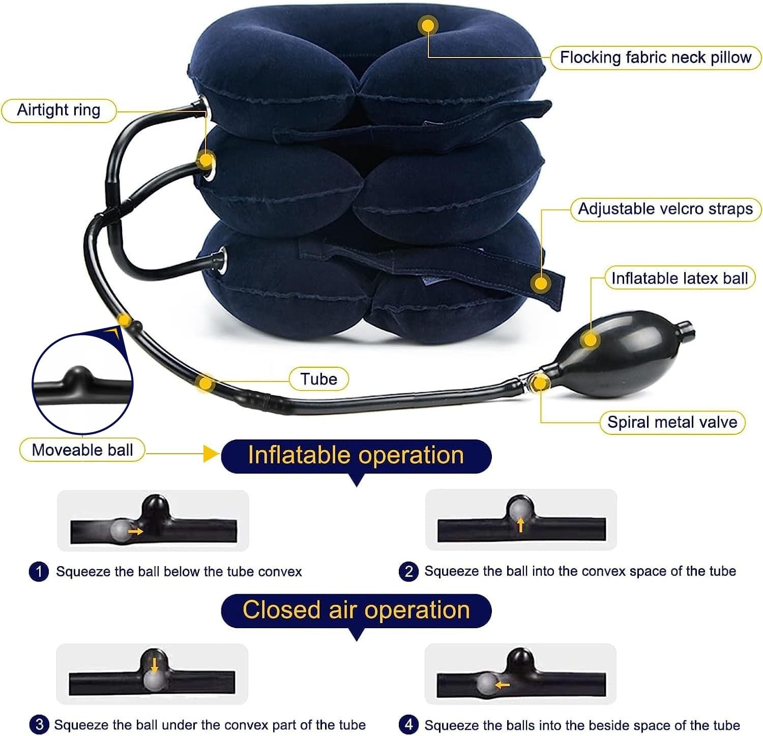 Adjustable Inflatable Neck Stretcher – Cervical Traction Device for Pain Relief