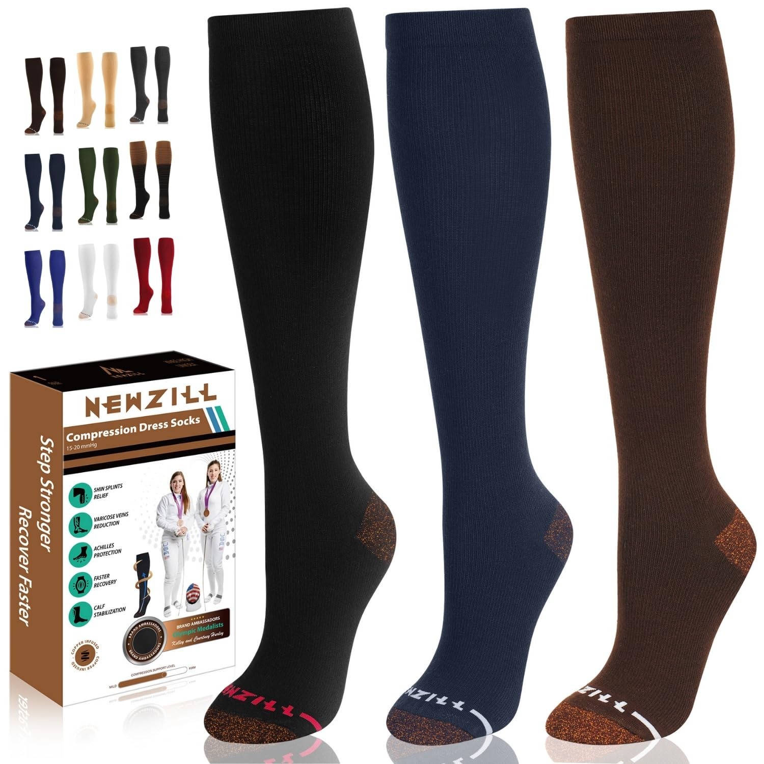Compression Socks for Men & Women 15-20mmHg Cotton Rich, Odor Control, Medical S
