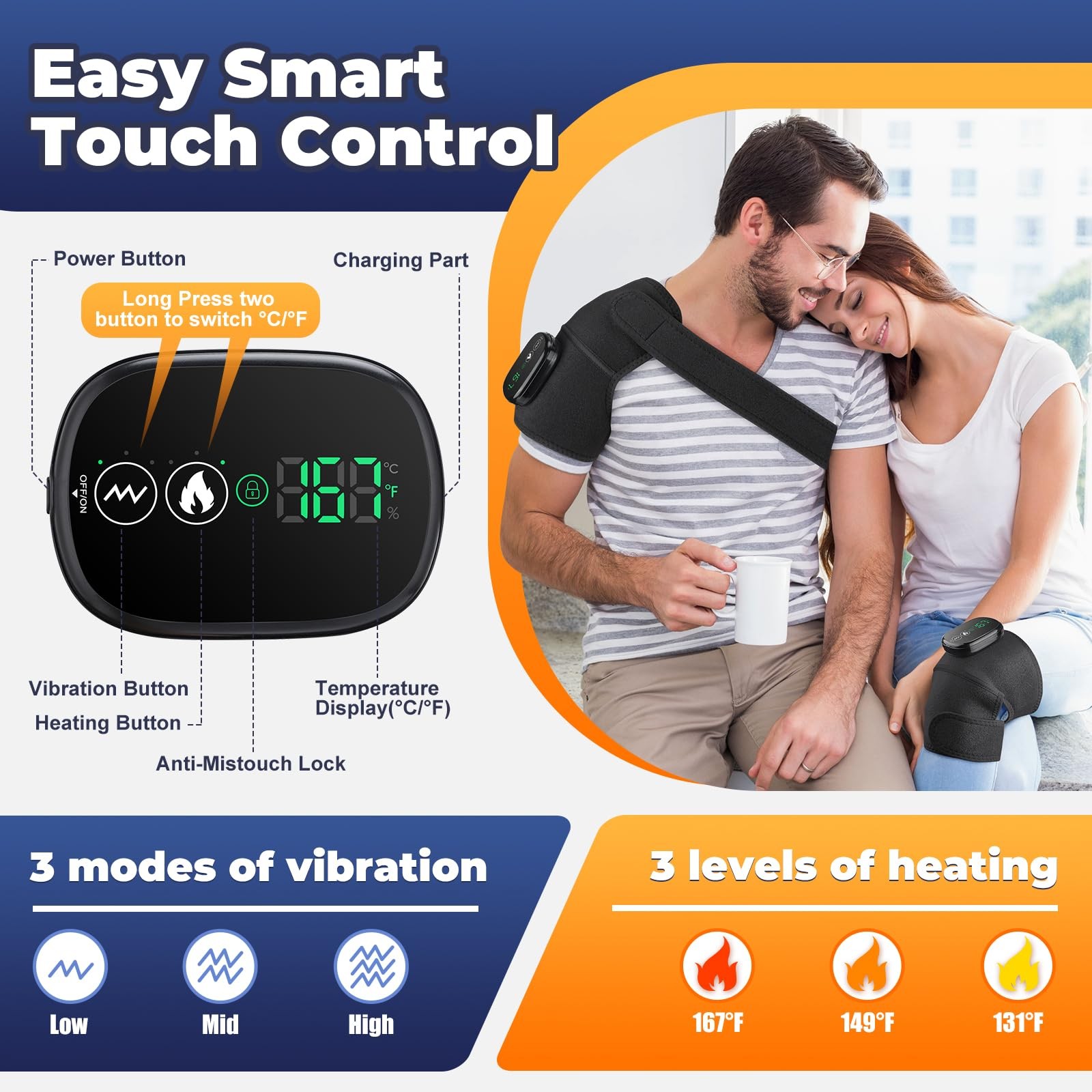 3in1 Heated Knee Massager with 3 Modes for Knee Elbow Shoulder