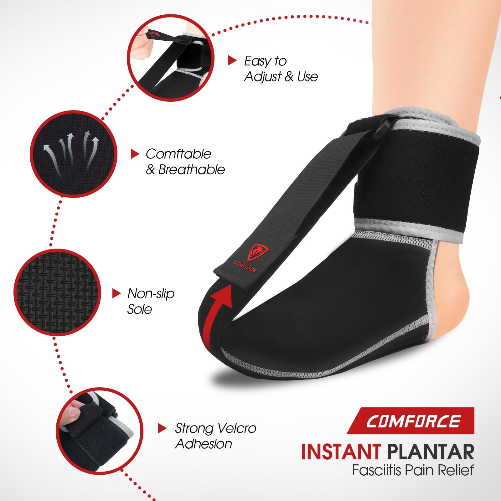 Férula nocturna para fascitis plantar, calcetín ajustable para fascitis plantar