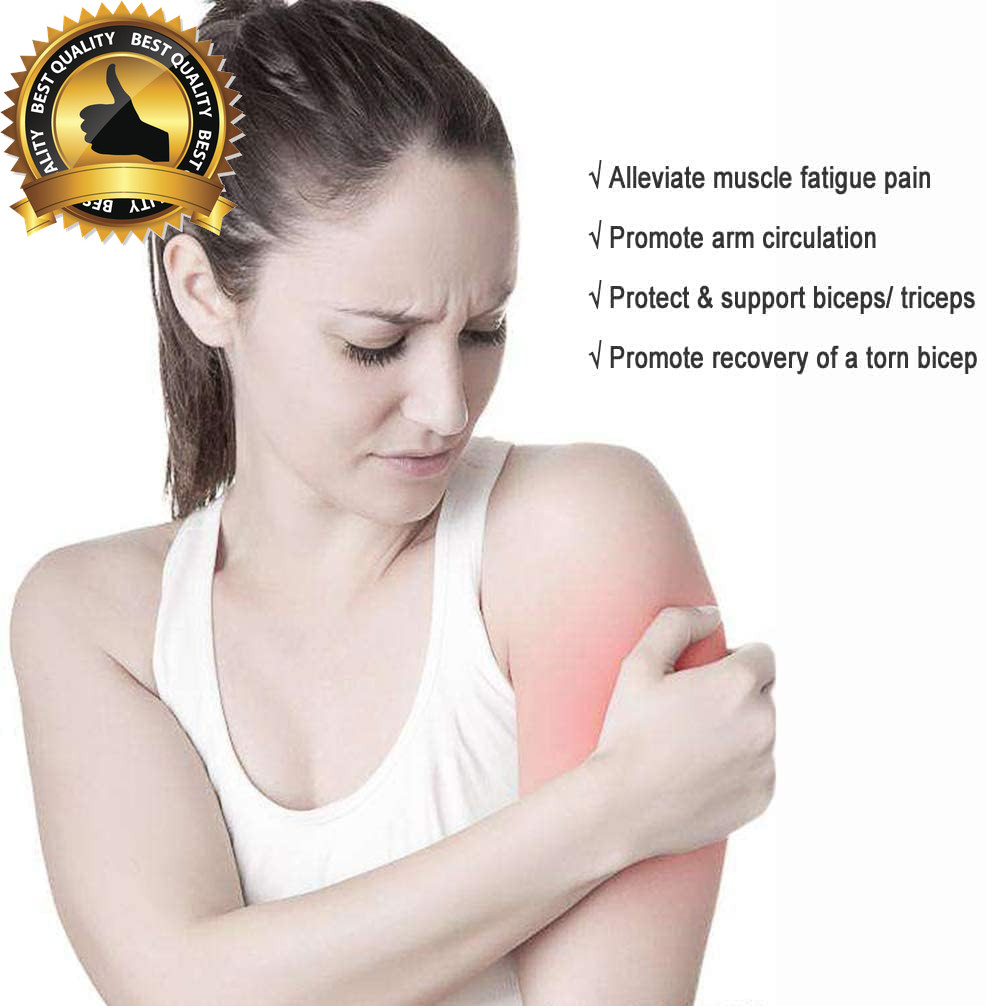 Bicep Tendonitis Brace, Knitted Compression Upper Arm Sleeve Support, 1 Pair (Me