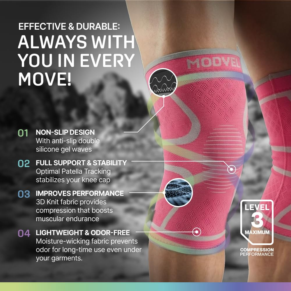 Modvel 2 Pack Knee Brace for Women – Knee Support for Walking, Knee Compression