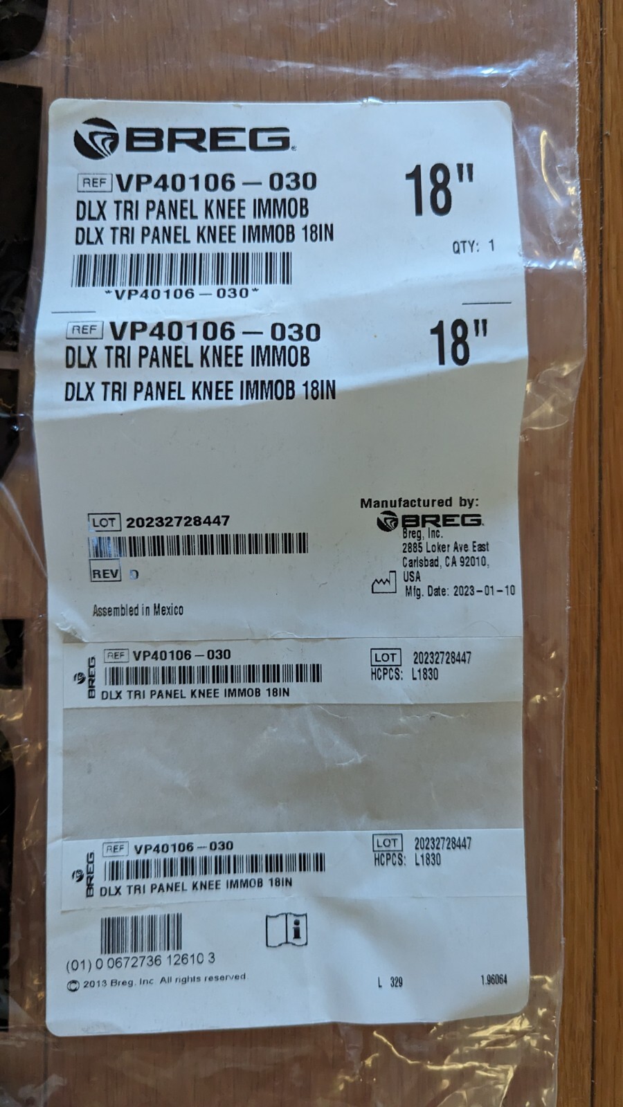 Breg Deluxe Tri-Panel Knee Immobilizer 18″ XL up to 36″ thigh Retails $75+ NEW