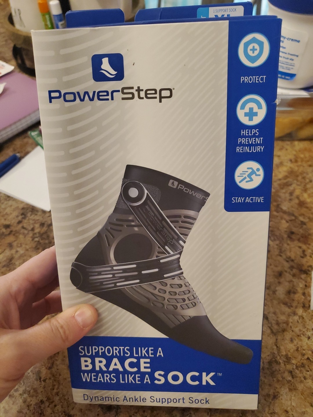 Powerstep Dynamic Brace Ankle Support Sock size XL