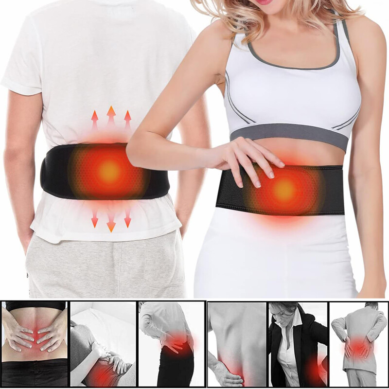 Men Women Heating Belt Lower Back Lumbar Brace Support Pain Relief Therapy Band