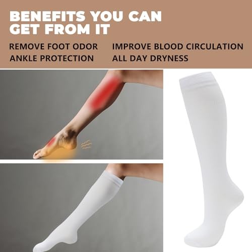 6 Pairs Compression Socks for Women & Men Small-Medium 05-6pairs-black/White