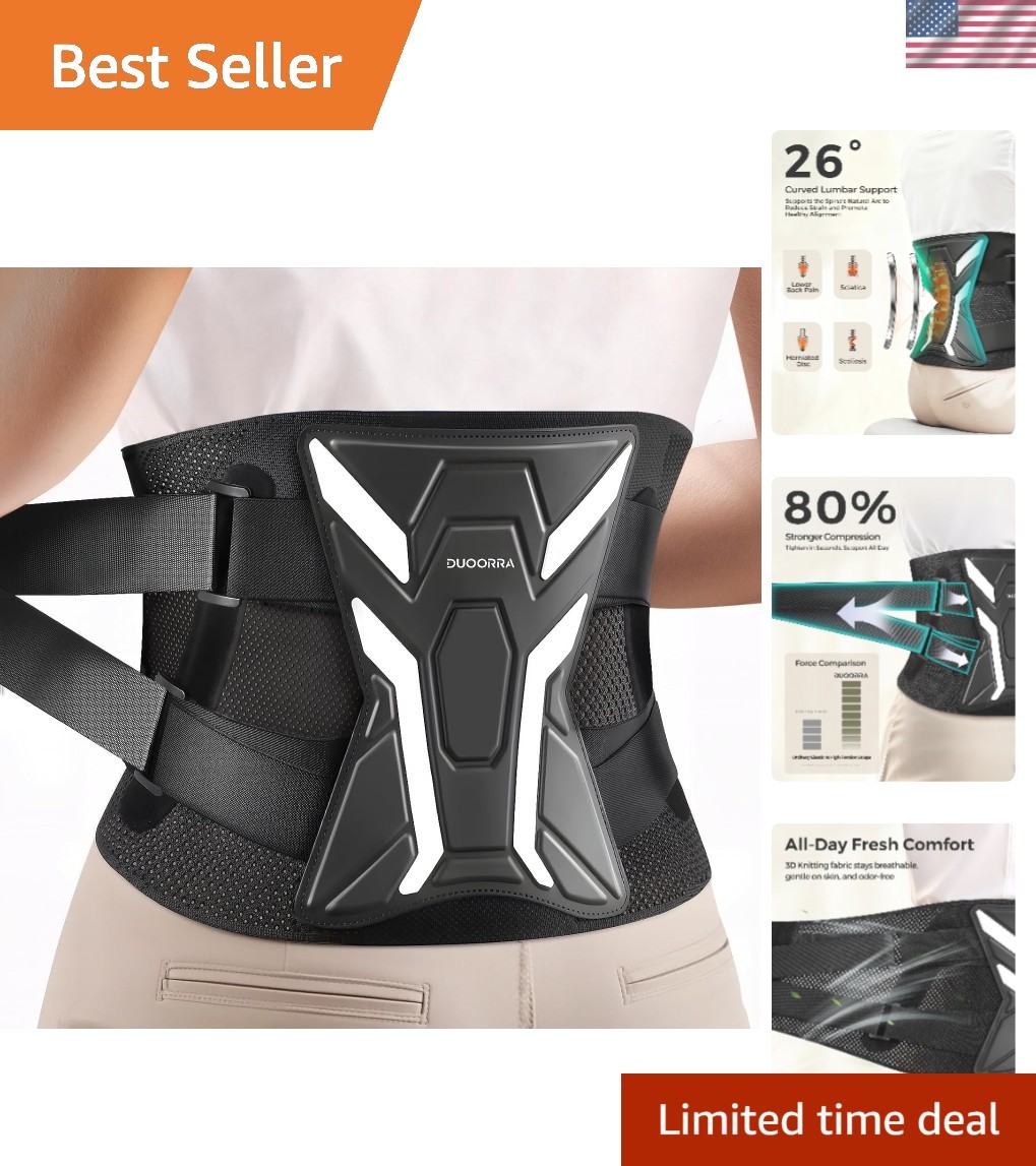 Ergonomic Breathable Back Support Brace for Men & Women – Lower Back Pain Relief