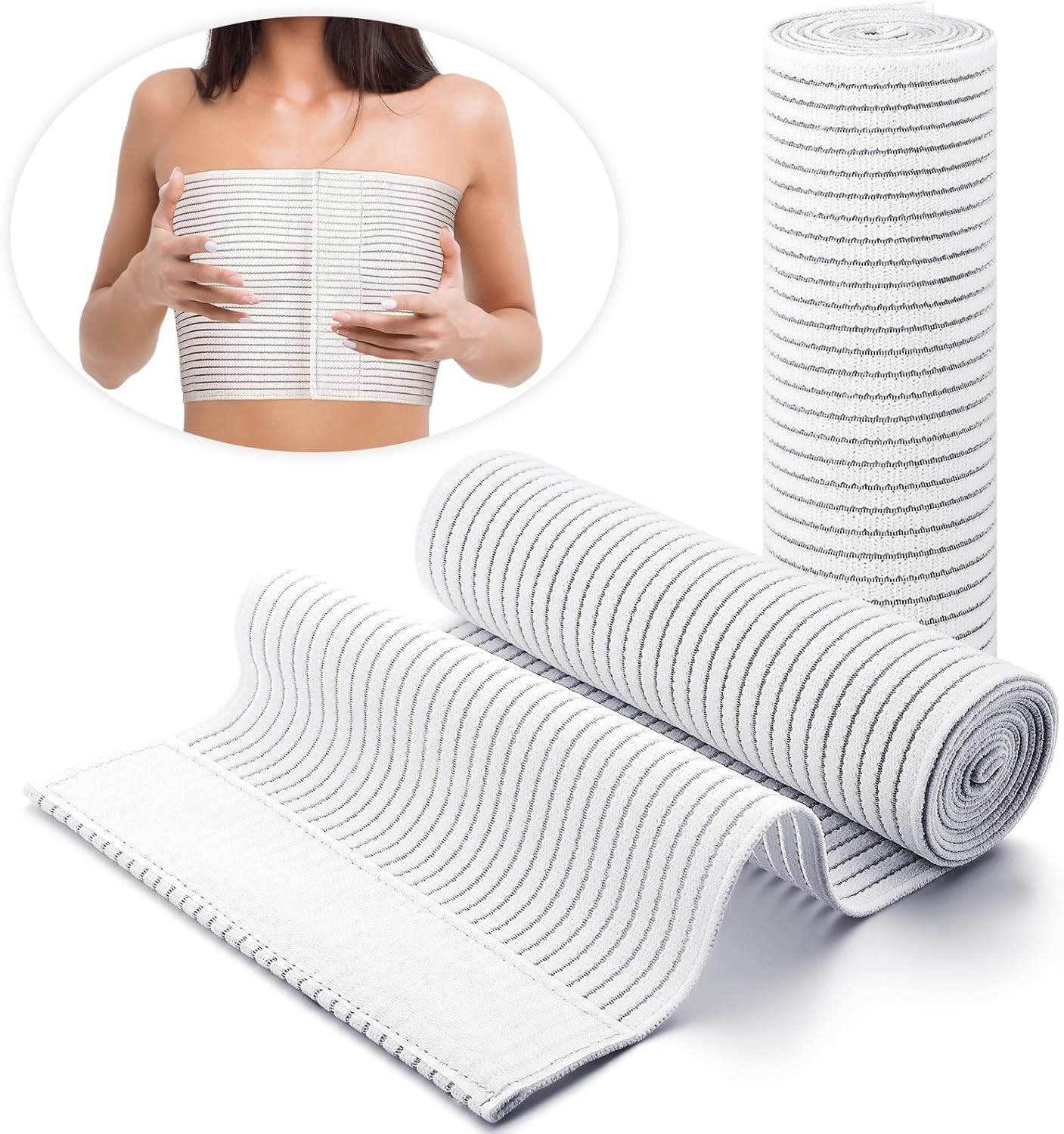 2 Pcs Chest Compression Wrap Breast Support Band Sports Support Strap Bandage…