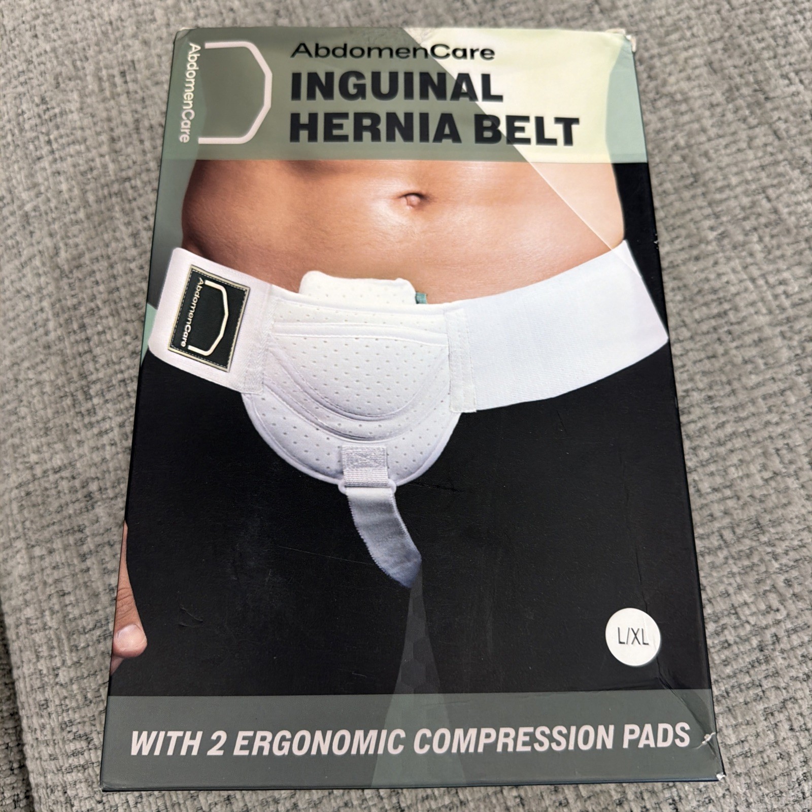 AbdomenCare Inguinal Hernia Support Belt for Men Women w 1 Compression Pad L/XL