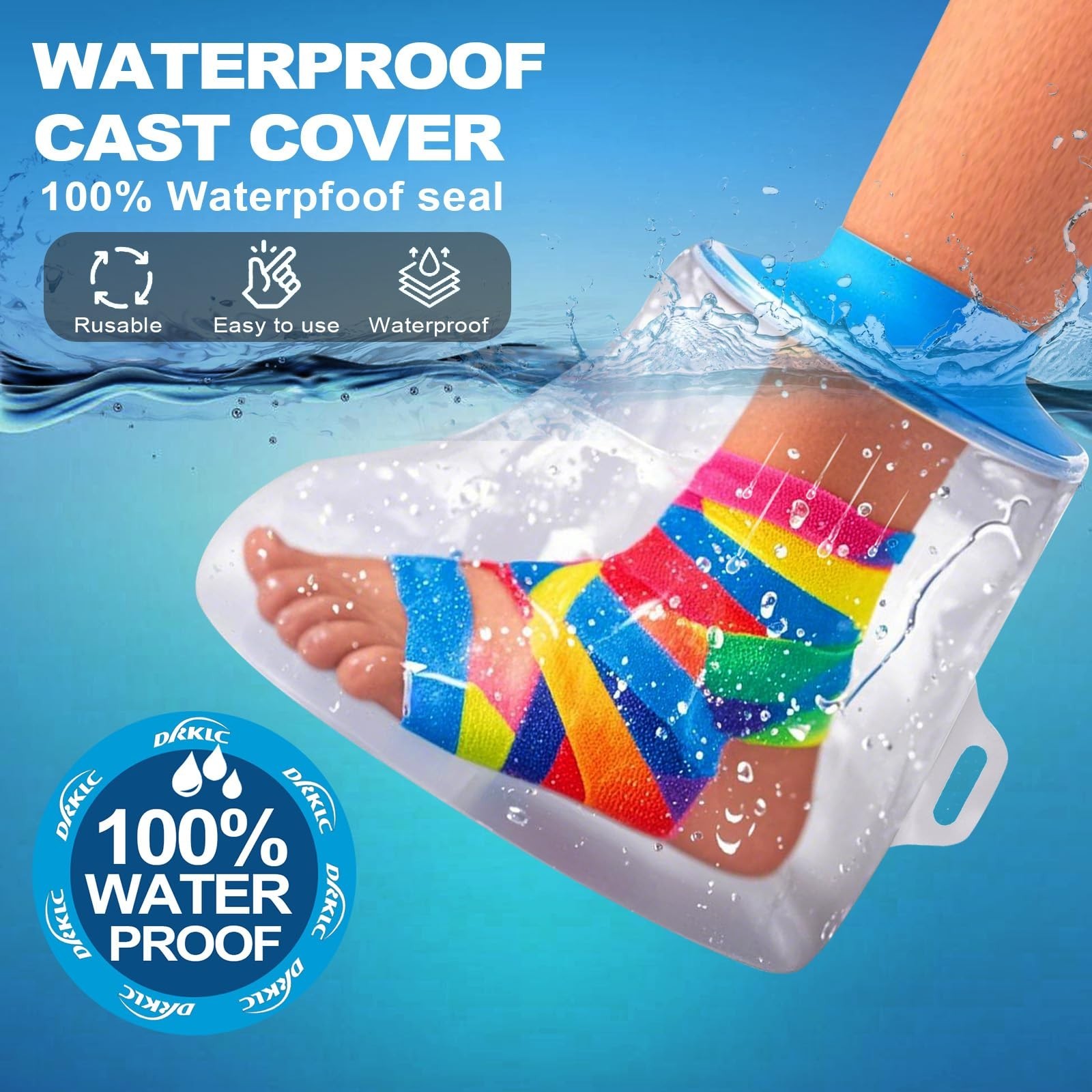 Adjustable Heel Protector Boot for Pressure Sores, Waterproof Foot Cast Cover, S