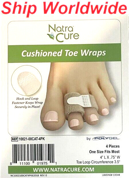 Broken Toe Wraps Hammer Toe Separator Splints Cushioned Bandages 4 pk Natra Cure