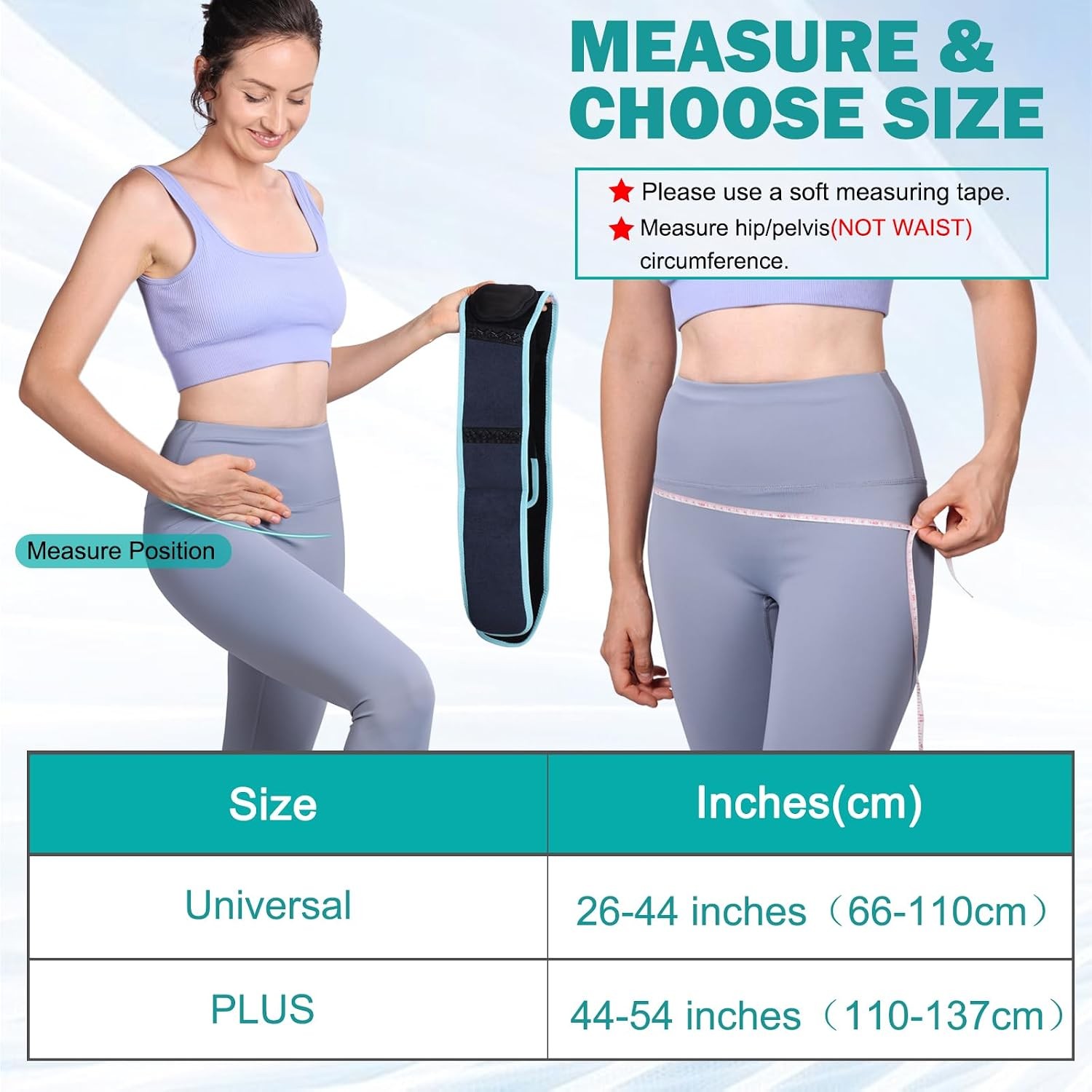 Universal Sacroiliac Hip Belt with Double 3D Pad Anti Slip Strips for Lower