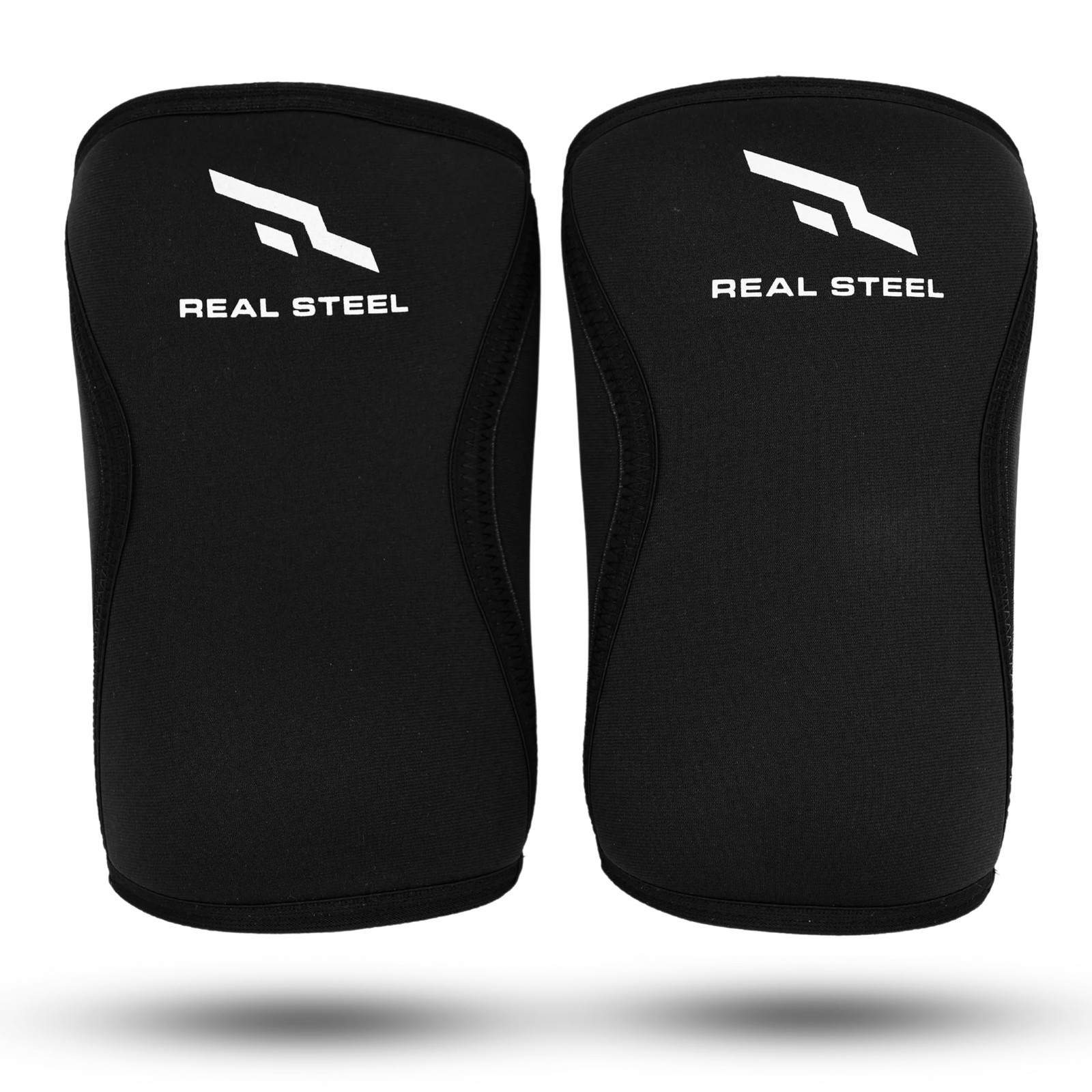 Real Steel Knee Sleeves (1 Pair) With Gym Bag – 7mm Large, Black