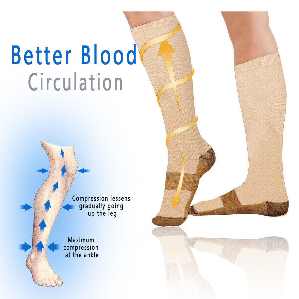 1-10 Pairs Copper Compression Socks Graduated Support 20-30mmHg Men Women S-XXL
