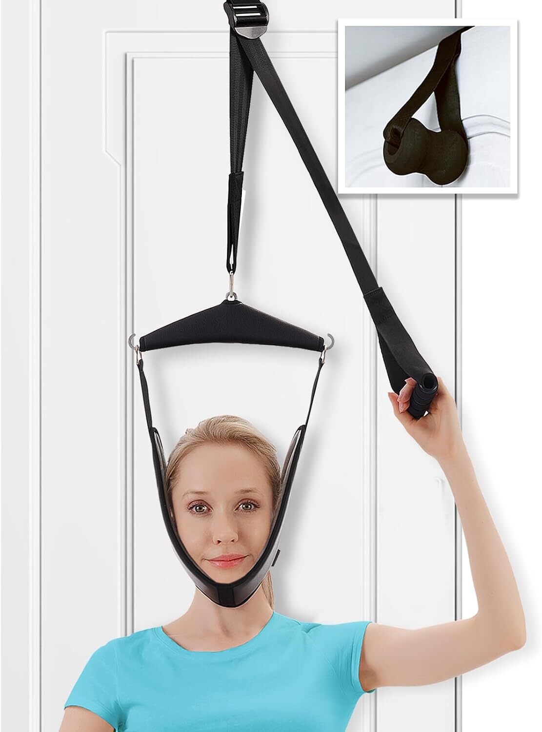 Spine Chiropractic Decompression Traction Tool With Chin Strap Neck Stretcher