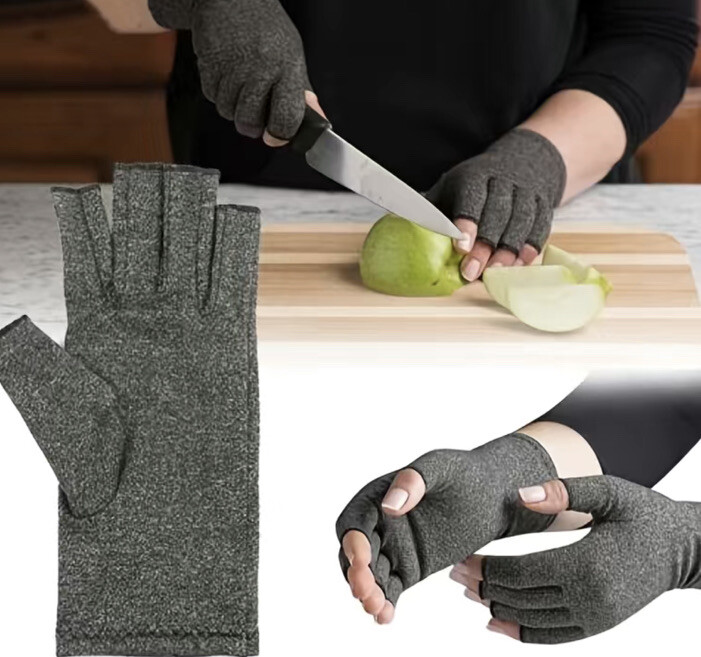 Anti Arthritis Compression Gloves M Fingerless Support Rheumatoid Hand Relief