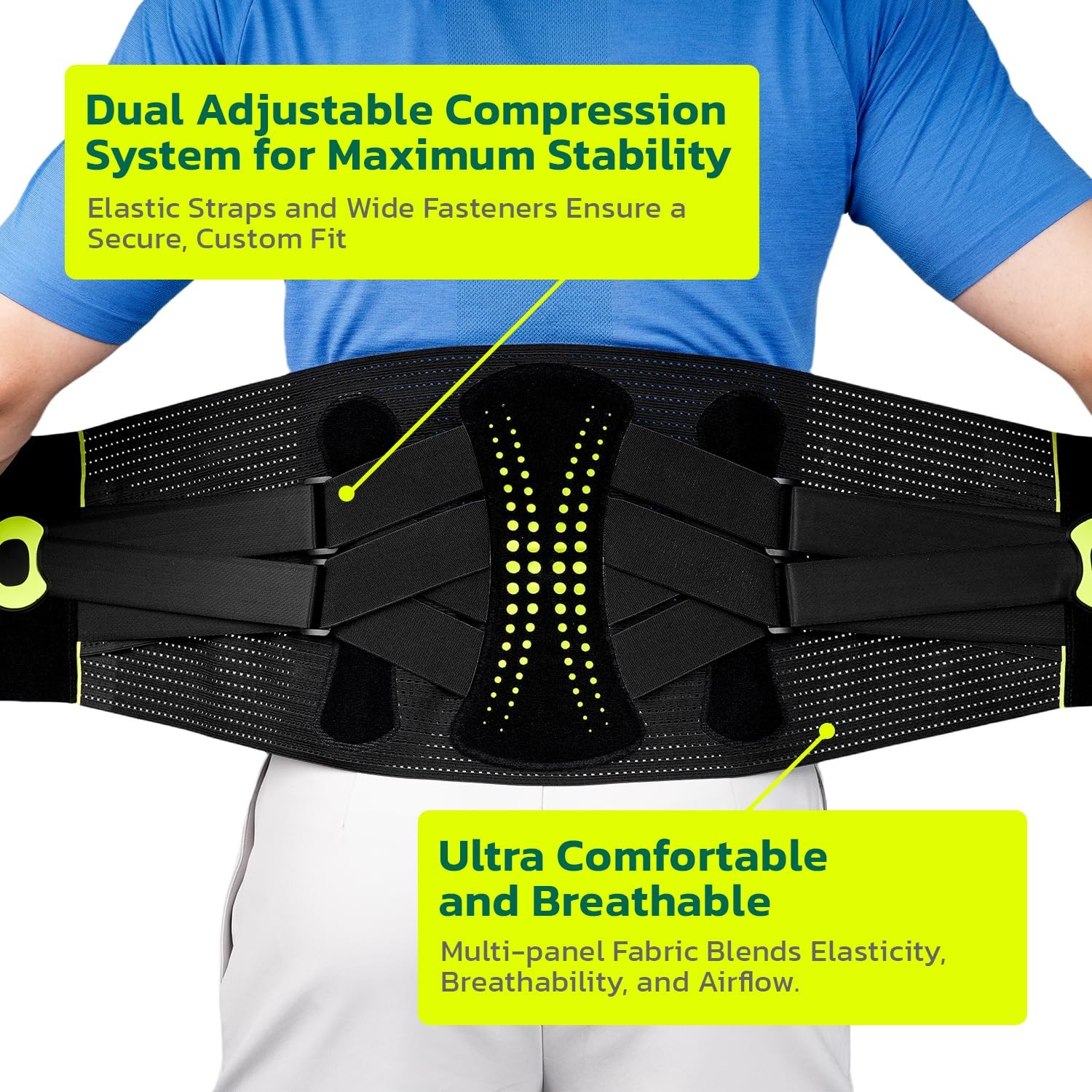 aoFIT Back Brace for Lower Pain Relief,Back Support Belt Large, HEISE