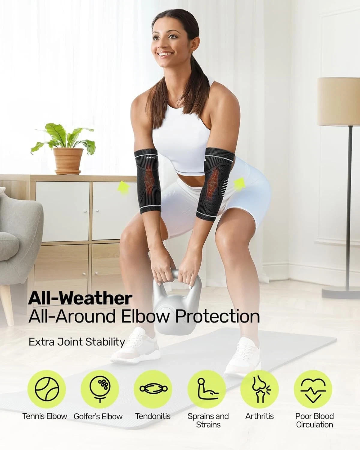 2pc Elbow Compression Sleeve High Elastic Brace Tendonitis Tennis Medium