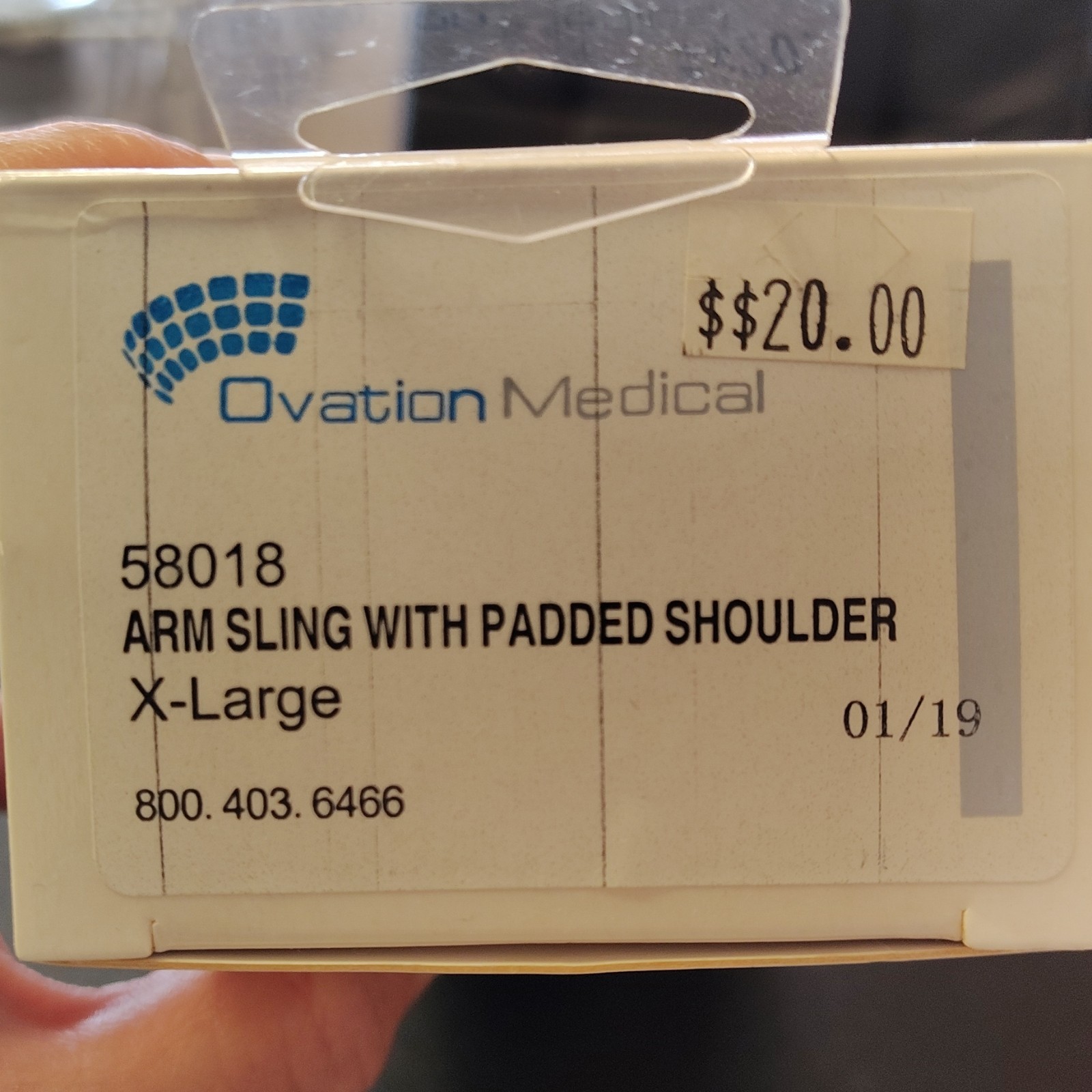 Ovation Medical Arm Sling Padded Shoulder Support, XL, Black, 58018
