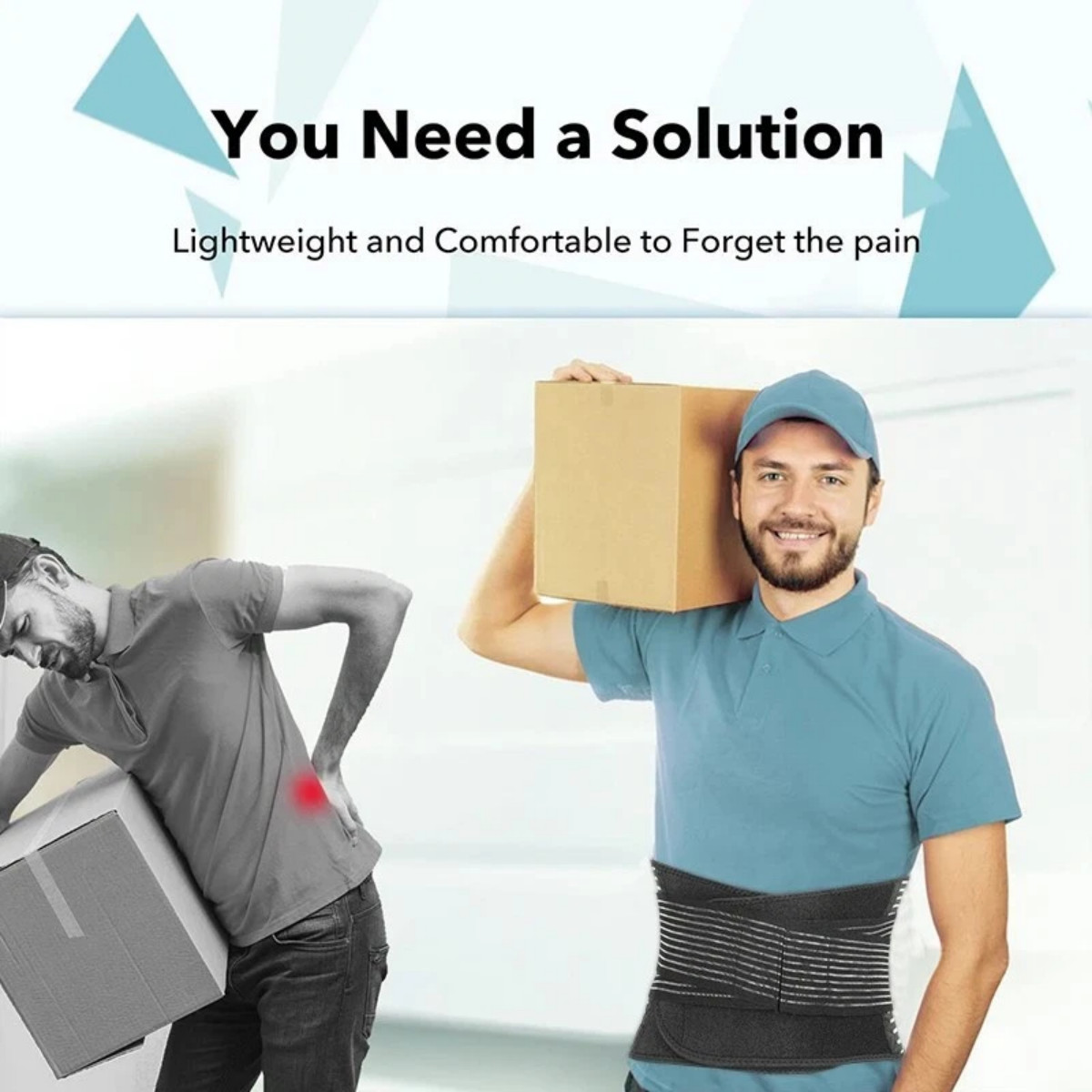 Back Brace Lower Back Pain Relief Adjustable Breathable Lumbar Support Belt- M