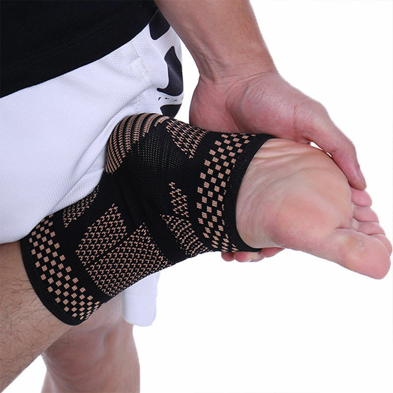 Copper Ankle Support Brace Compression Sleeve Foot Pain Relief Jogging Sprain HG