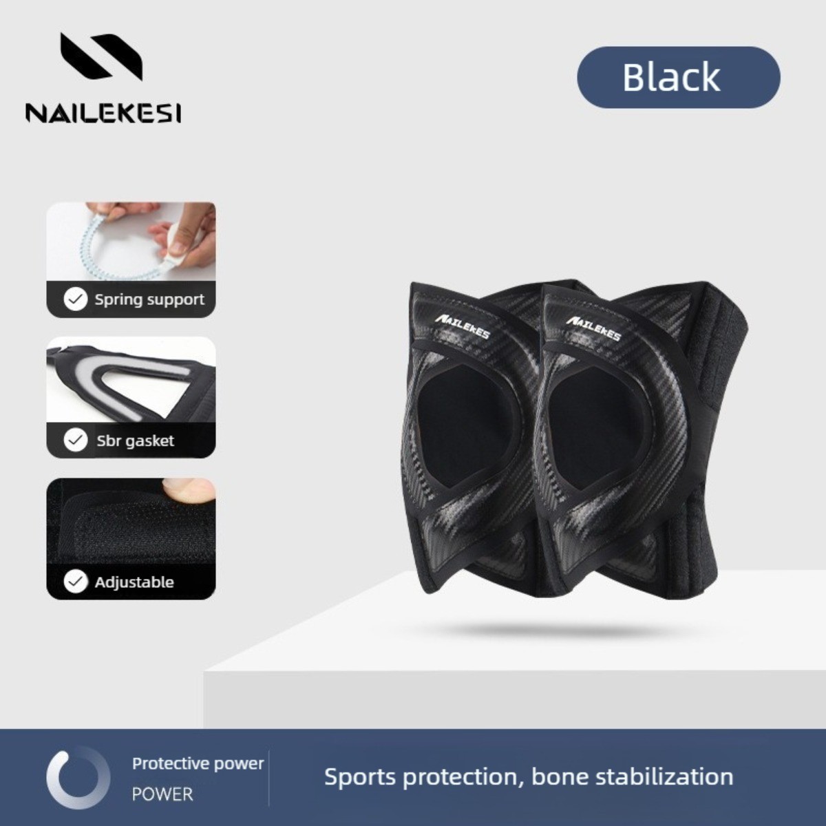 Adjustable Knee Brace Spring Patella Support for Badminton Gym Sport