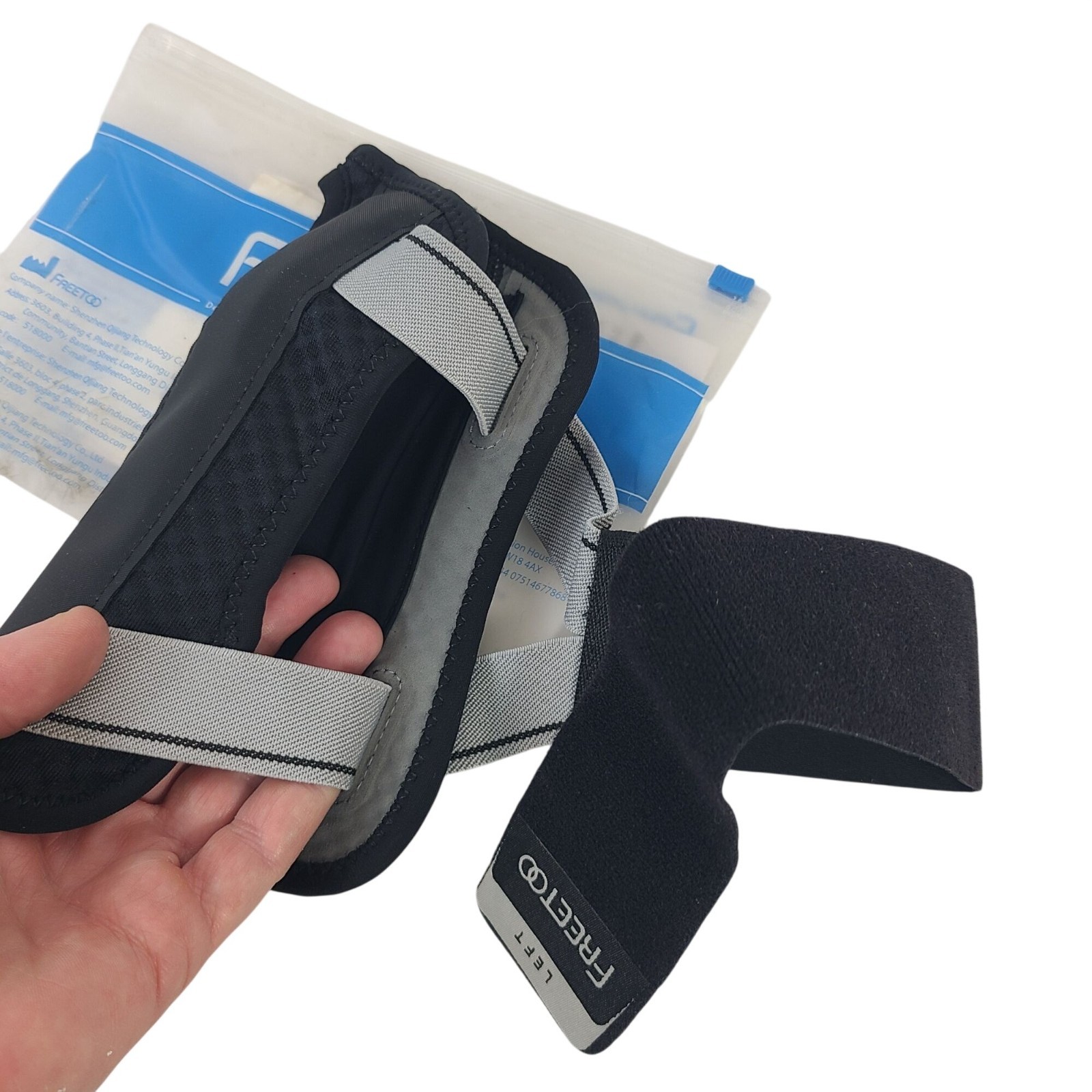 Freetoo Wrist Support Brace For Left Hand S/M Black Gray With Adjustable Straps
