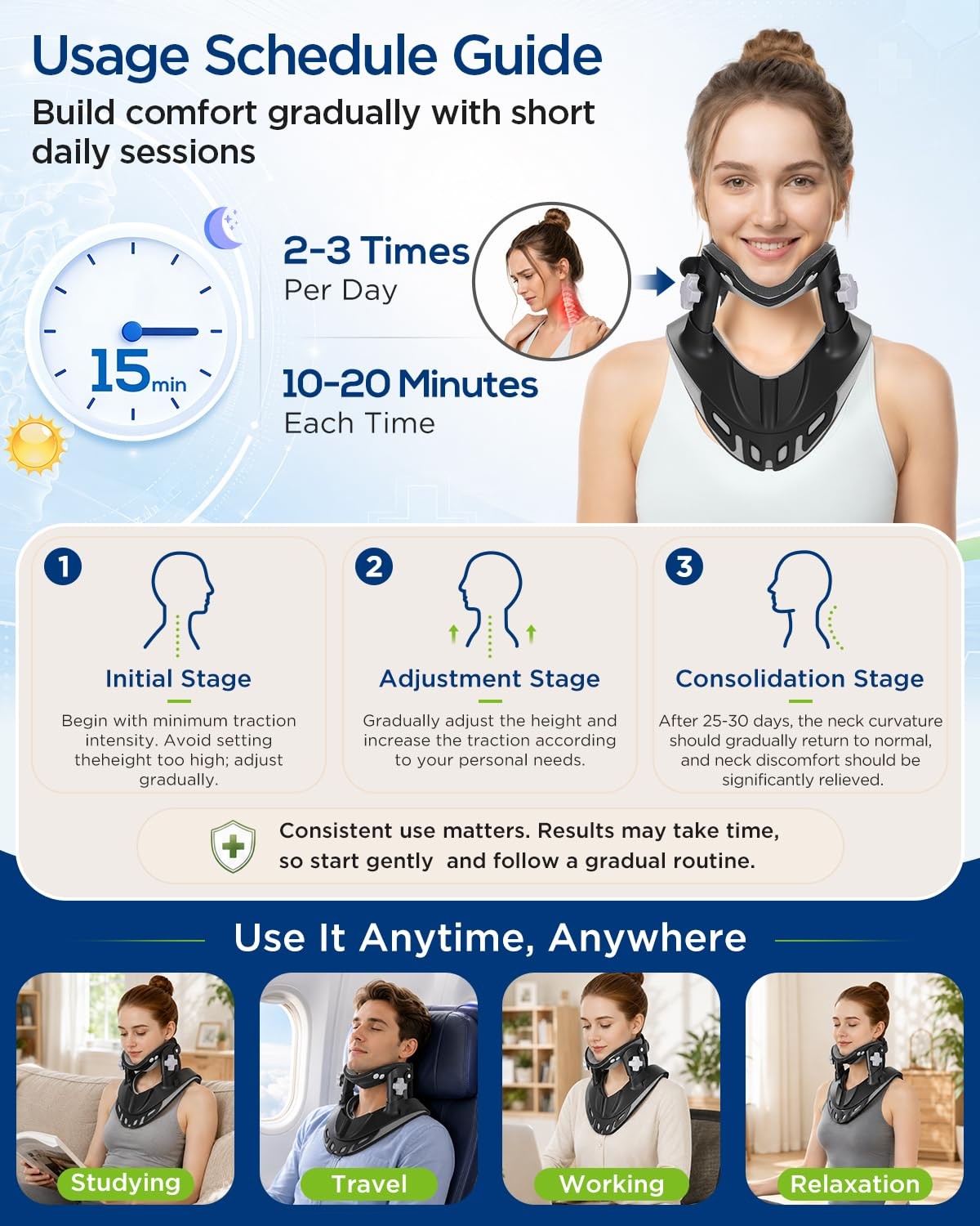 HygiVital Neck Traction Device, Adjustable Neck Stretcher for Pain Relief