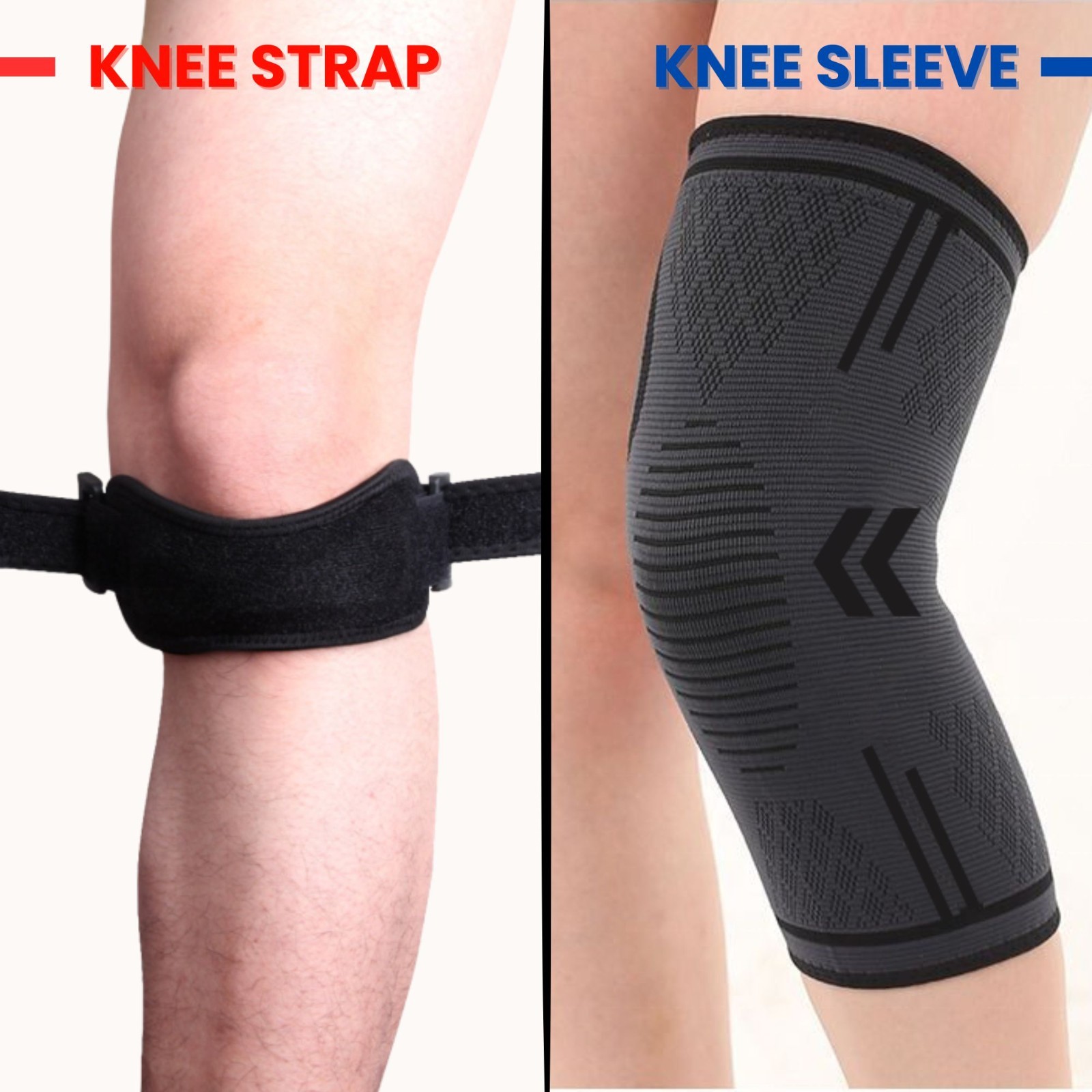 4 Pack Set Knee Sleeves with Patella Straps Compression Support Brace Relief