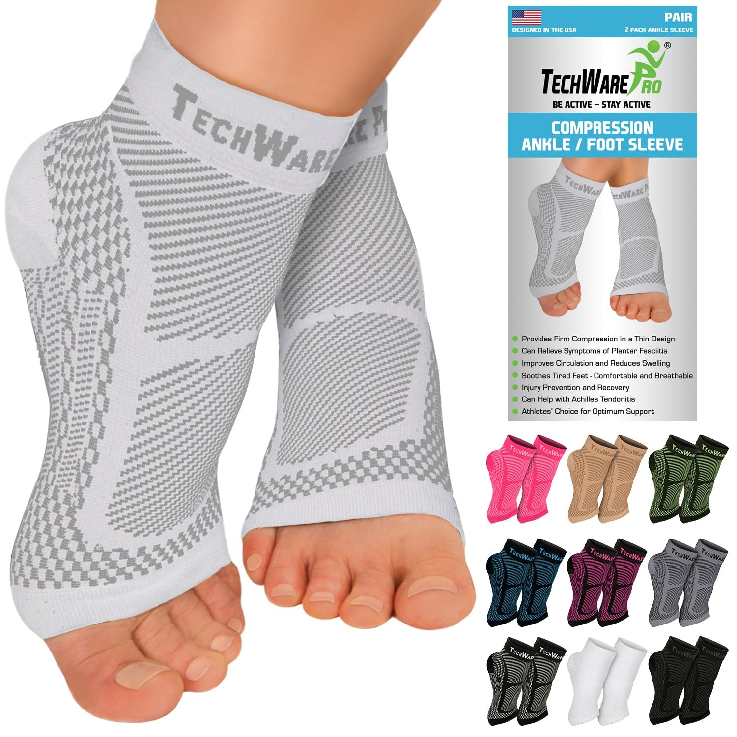 Ankle Brace Compression Sleeve – Relieves Achilles Tendonitis, Joint Pain. Pl…