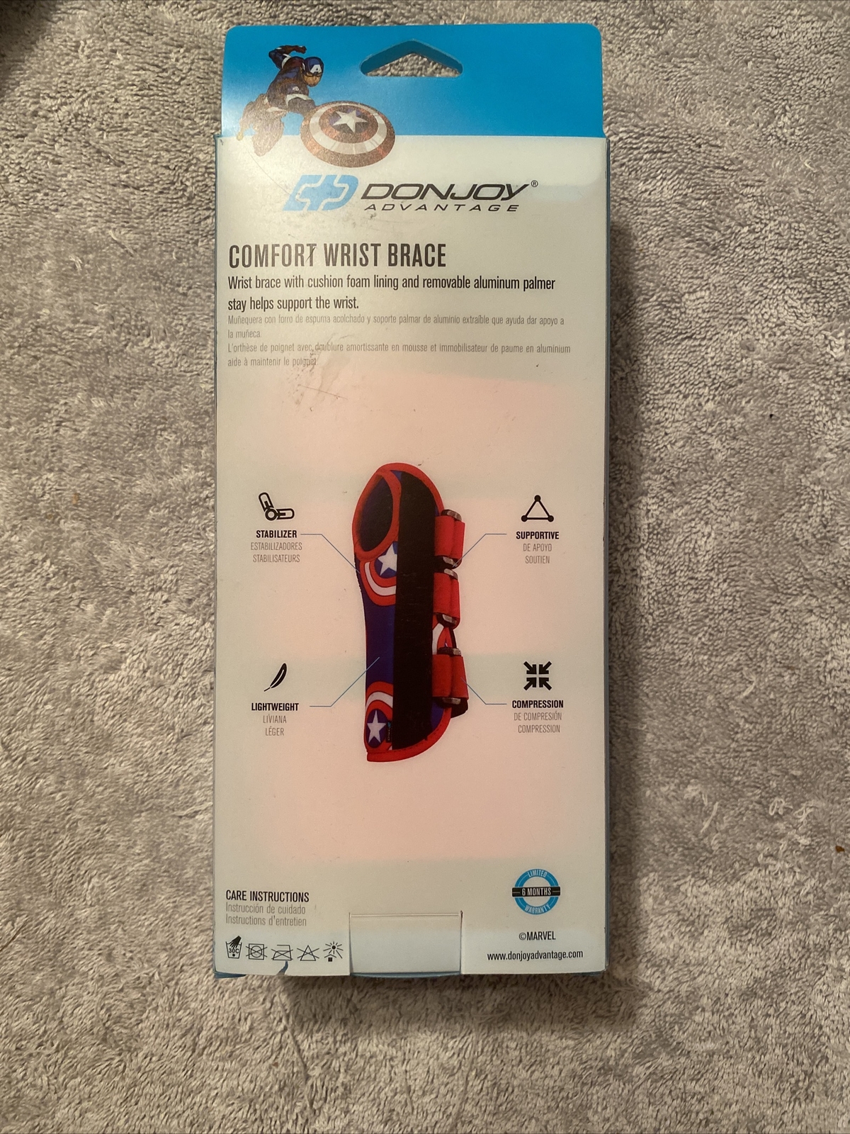 Marvel DONJOY Kids Captain America ADVANTAGE COMFORT WRIST BRACE -Left