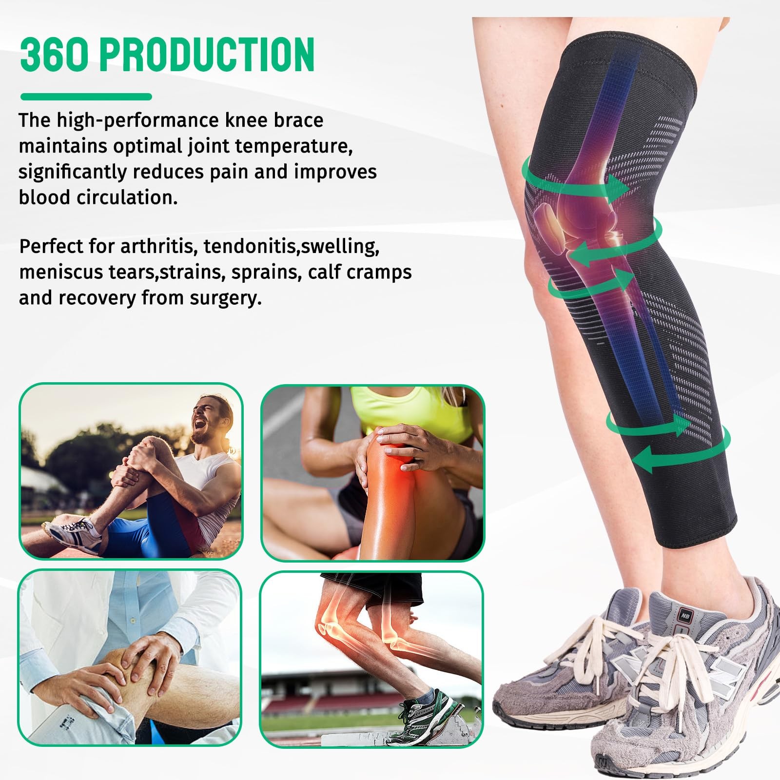 Knee Compression Sleeve Original – for Pain Relief and Support – Alleviates S…