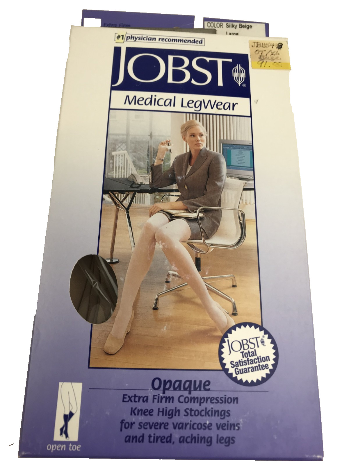 Jobst Opaque 30-40 mmHg Open Toe Beige Knee High Compression Stockings Sz L