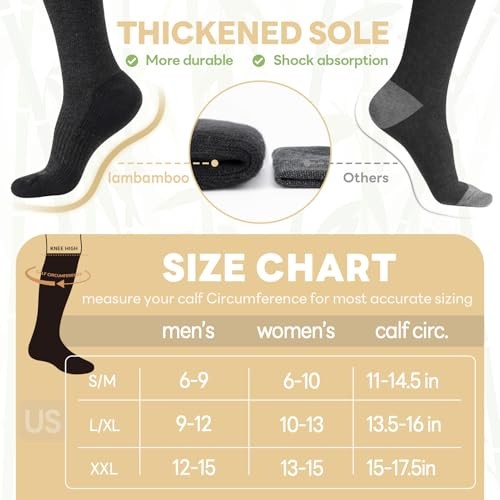 Merino Wool Compression Socks for Women Large-X-Large Light Grey+carbon Black