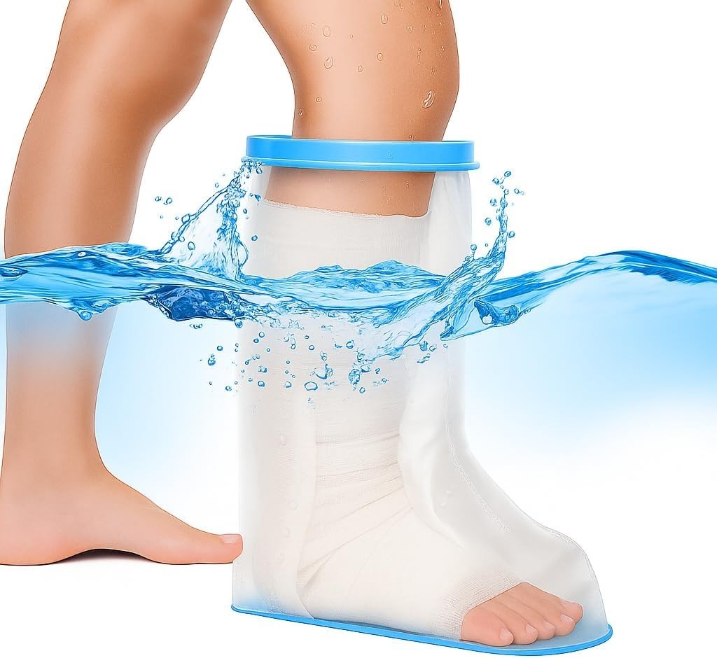 100% Waterproof Leg Cast Cover for Shower with Non-Slip Bottom Reusable Shower