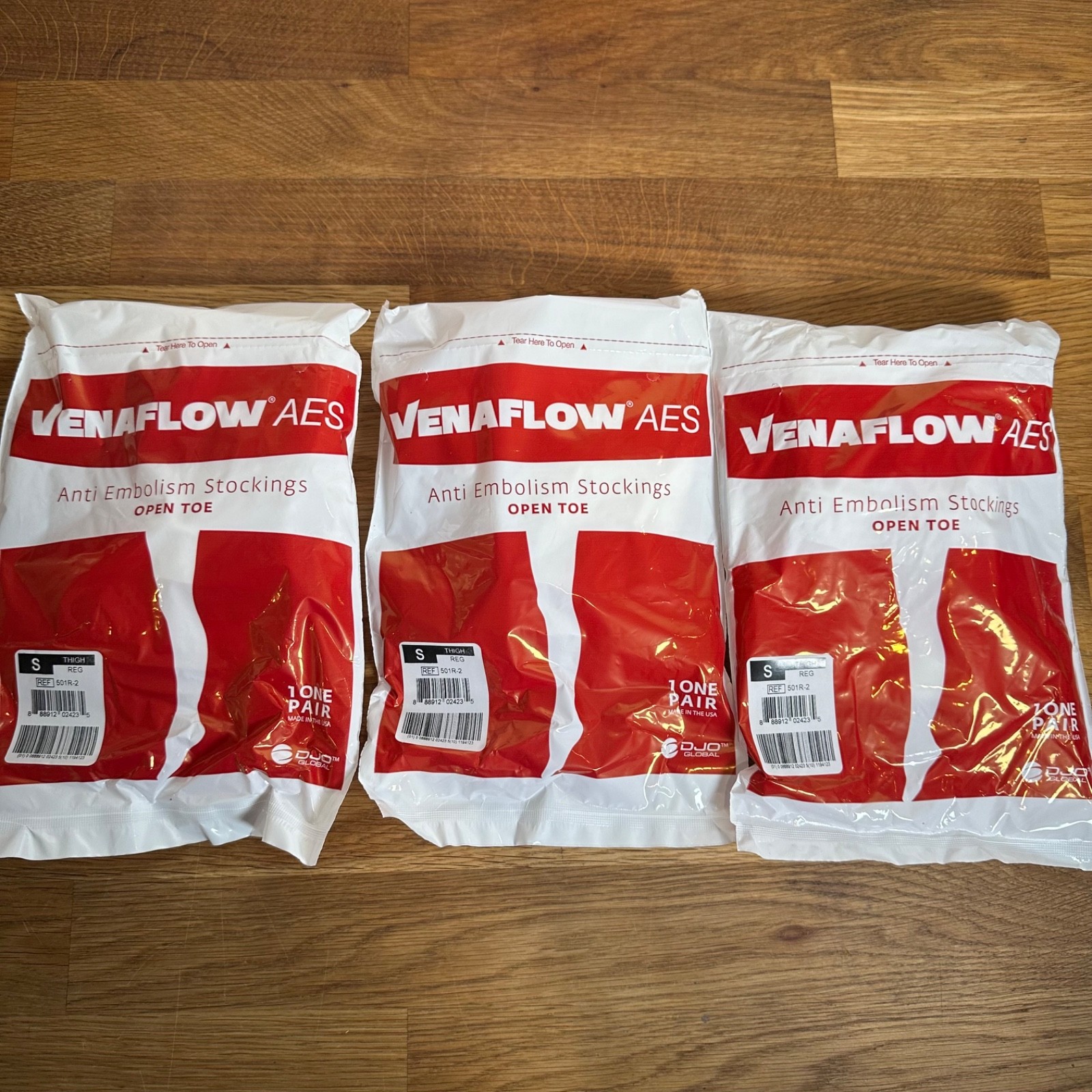 Venaflow AES Anti Embolism Stockings 3 Pairs Small Thigh Regular Open Toe 501R-2