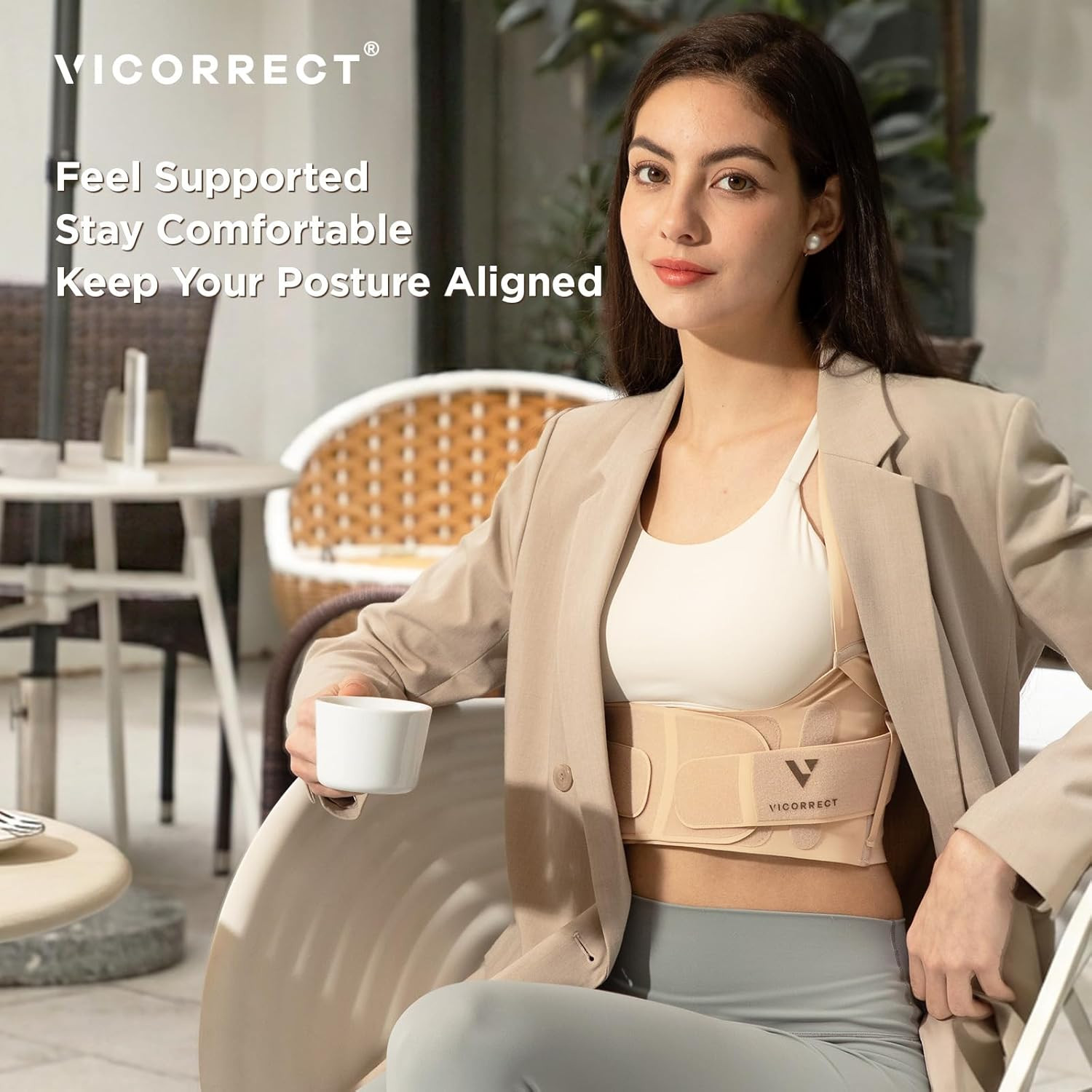 Vicorrect Adjustable Posture Corrector for Women: Invisible Under Clothes – Comf