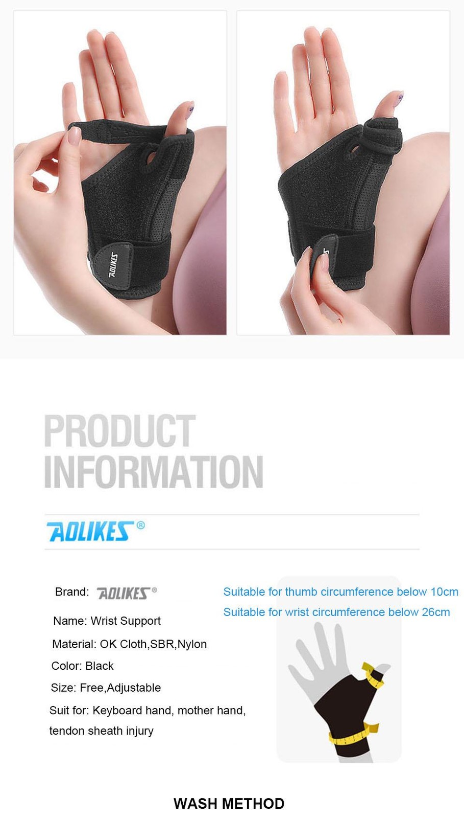 Aolikes 1pcs Wrist Brace Support Sprain Forearm Splint Band Strap Wristband Wris