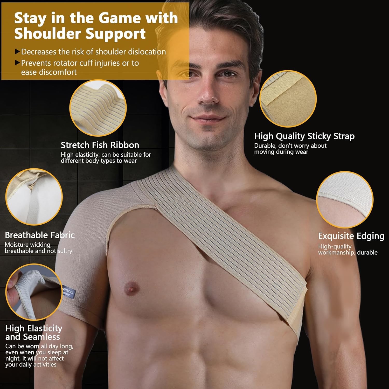 SPOBTRACE Shoulder Brace For Torn Rotator Cuff For Men Women, Adjustable Shoulde