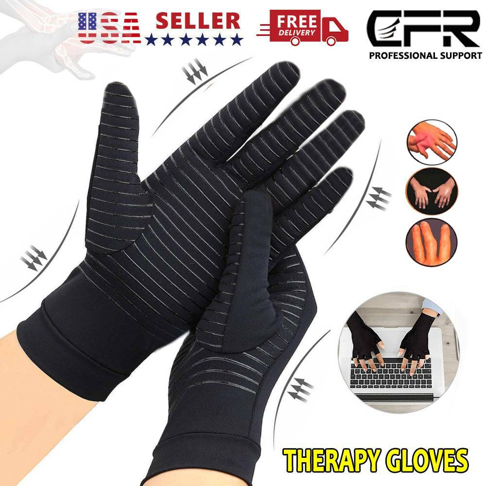 Copper Compression Arthritis Gloves Finger Gym Carpal Tunnel Typing Support Hand
