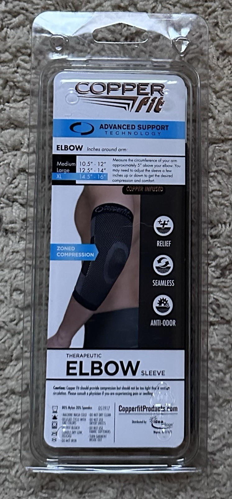 Copper Fit Compression Elbow Sleeve – XL – New – Advanced Support Technology