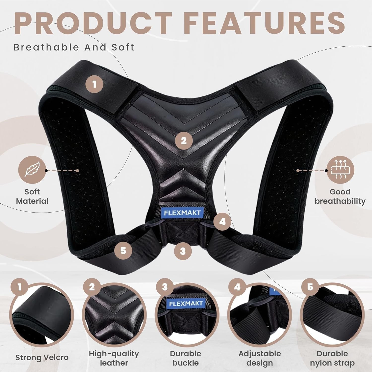 Posture Corrector for Women Adjustable Back Brace Spine Support Pain Relief M/L