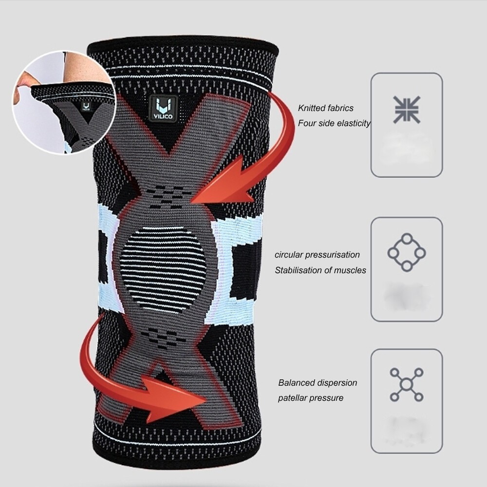 Shock-absorbing Silicone Knee pad Spring Knit Breathable Non-slip Meniscus Brace