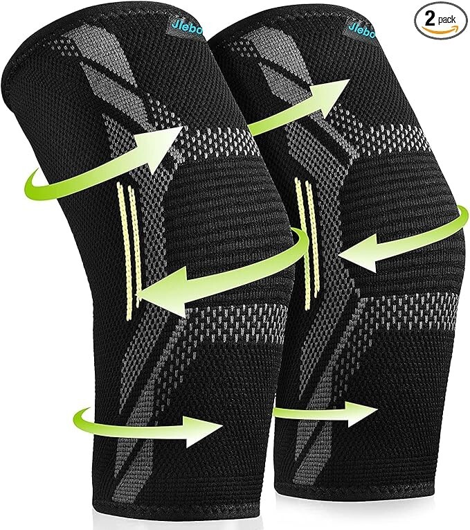 Knee Braces Compression Sleeves: Support for Women & Men Working Out, etc. 2pack