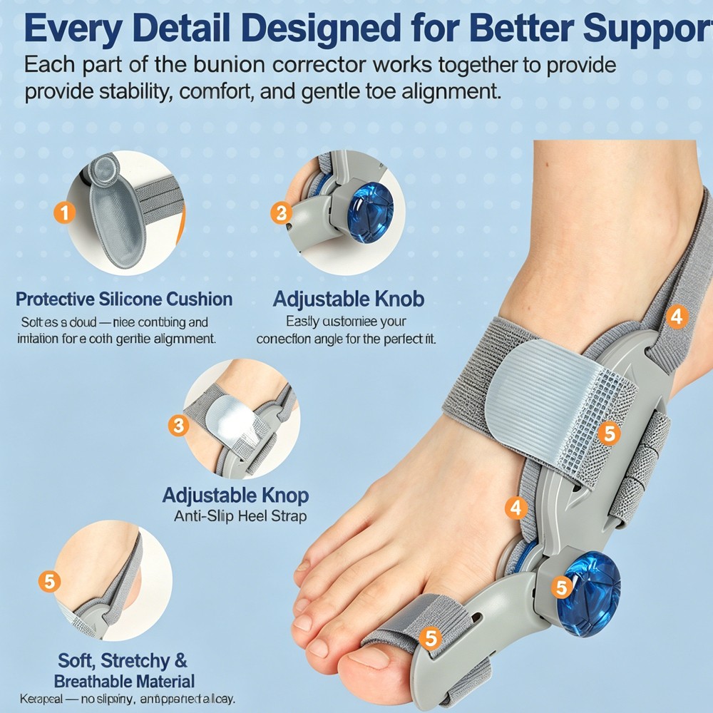 Big Toe Straightener Adjustable Separators Bunion Corrector Foot Pain Relief